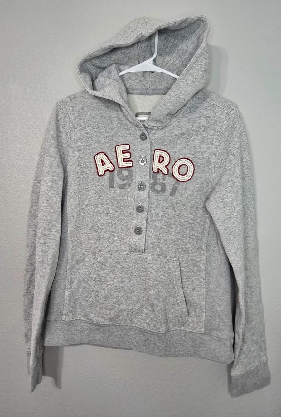 Y2K Aeropostale Sweatshirt Henley Graphic L Womens Logo Hoodie Casualwear BF